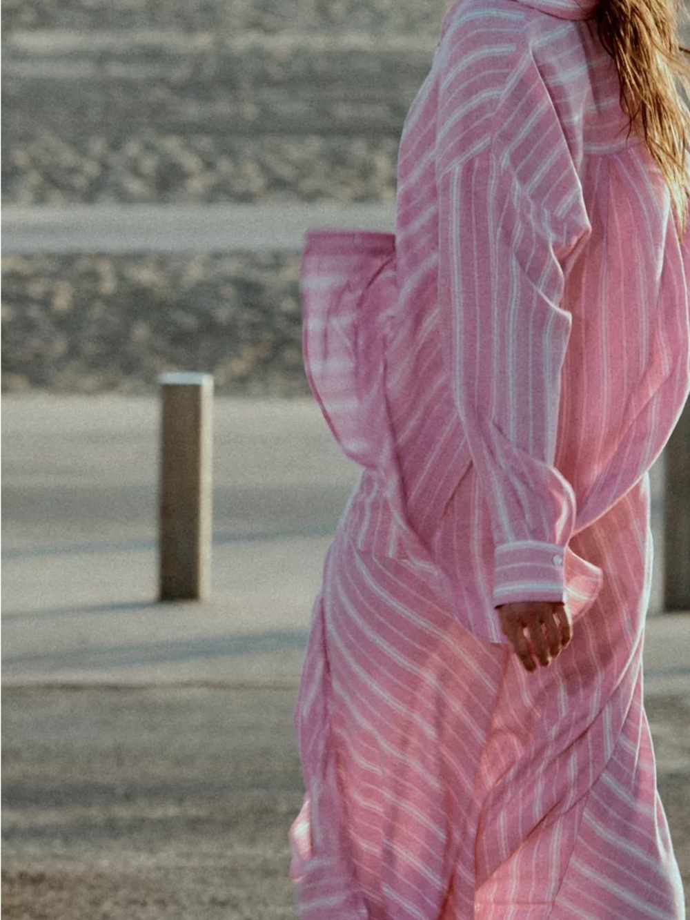 Zara Pink White Striped Button-Down Linen Shirt Relaxed Fit Small NWT - Picture 12 of 16